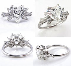 GIA 2.54 Carat Vintage Heart Shape Diamond Wedding Anniversary Ring White Gold