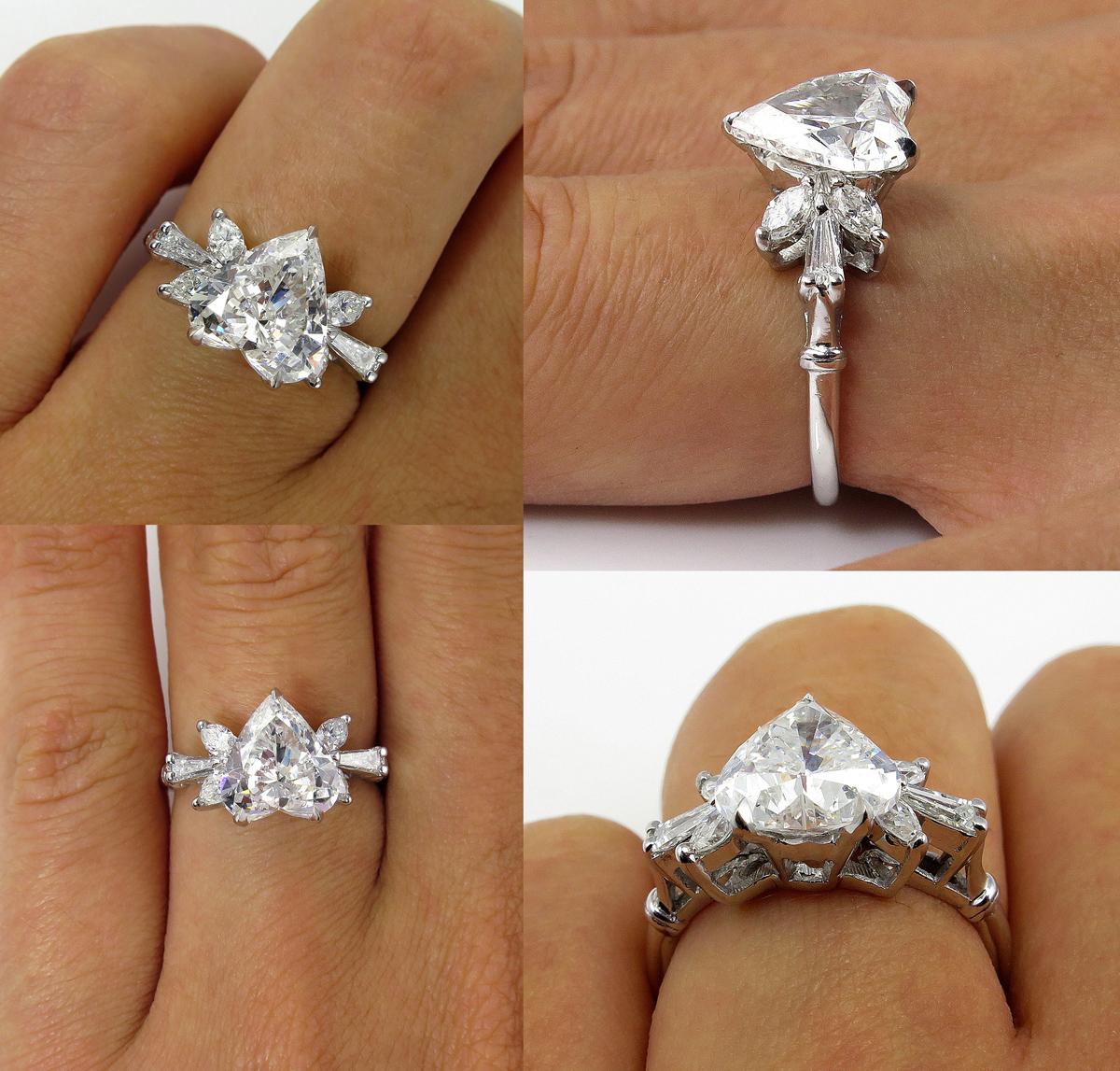 Heart Cut GIA 2.54 Carat Vintage Heart Shape Diamond Wedding Anniversary Ring White Gold