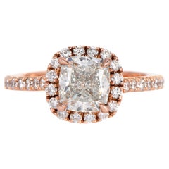 GIA 2.55cts Cushion Diamond J VS2 14K Rose Gold Halo Engagement Ring