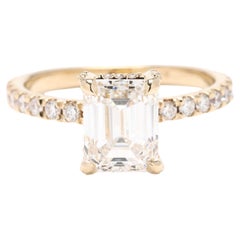 Bague de fiançailles GIA 2.56ctw Diamond, or jaune 14k, taille 6