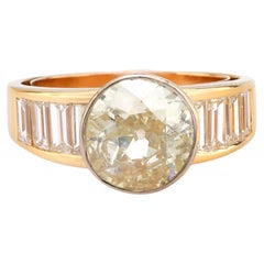 GIA 2.59 carat old European cut diamond 18k yellow gold engagement ring GIA 2.59 carat old European cut diamond 18k yellow gold engagement ring
