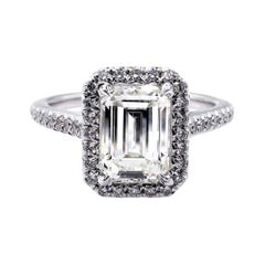 Retro GIA 2.59 Caratt Emerald Cut Diamond Solitaire Engagement White Gold Ring