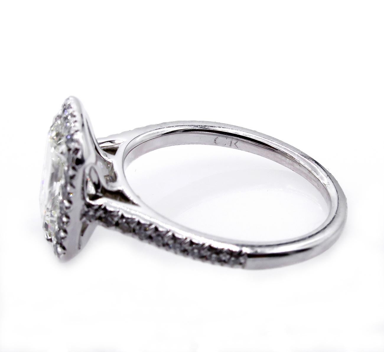 Women's GIA 2.59 Caratt Emerald Cut Diamond Solitaire Engagement White Gold Ring