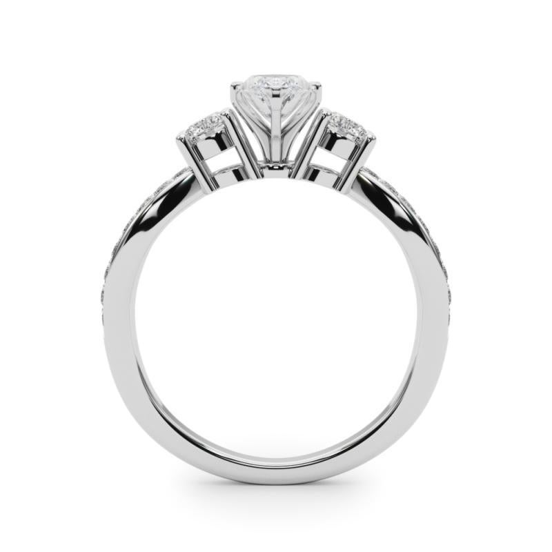 GIA 2.5ct Marquise Three-Stone Split Shank Pave  Bague en diamant Neuf - En vente à New York, NY
