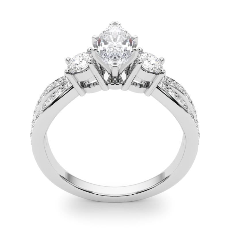 GIA 2.5ct Marquise Three-Stone Split Shank Pave  Bague en diamant Pour femmes en vente