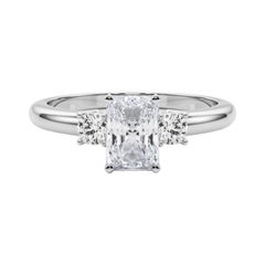 GIA 2.5ct Radiant 3-Stone Past, Present & Future 18K White Gold Diamond Ring