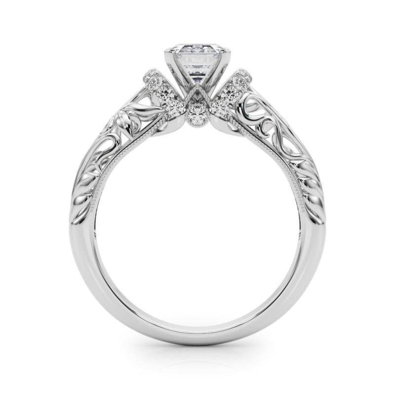GIA 2.5ct Radioso Chevron Halo Filigrana Floreale  Anello con diamante In condizioni Nuovo in vendita a New York, NY