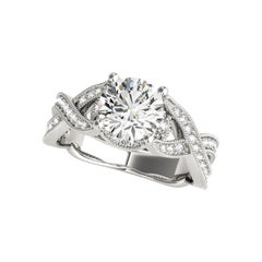 Anello con diamanti in oro bianco 18 carati GIA da 2,5 carati, con motivo a grani tondi e simbolo dell'infinito.