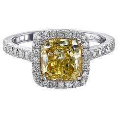 GIA 2.6 Carat Fancy Cushion Diamonds Halo, 18 Kt. White Gold, Ring