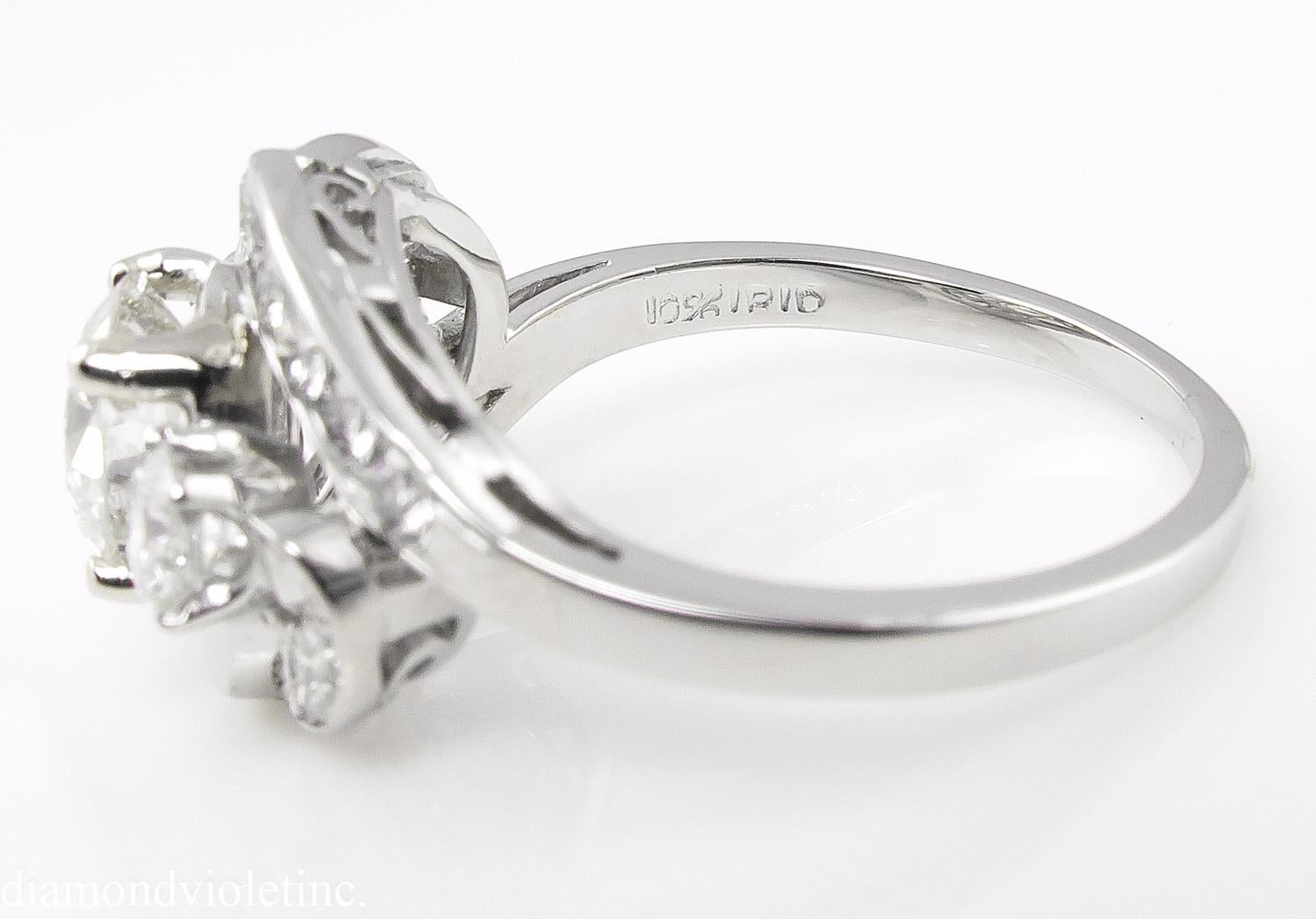 GIA 2.60ct Vintage Old European Diamond Cluster Engagement Wedding Platinum Ring 1