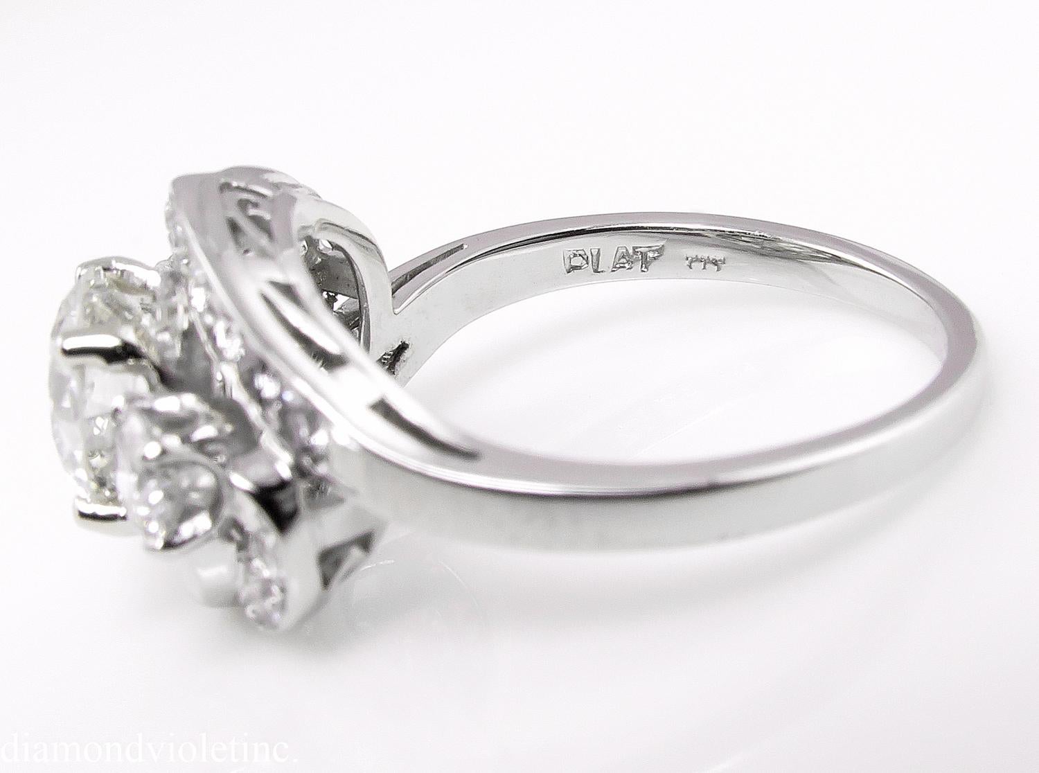 GIA 2.60ct Vintage Old European Diamond Cluster Engagement Wedding Platinum Ring 4