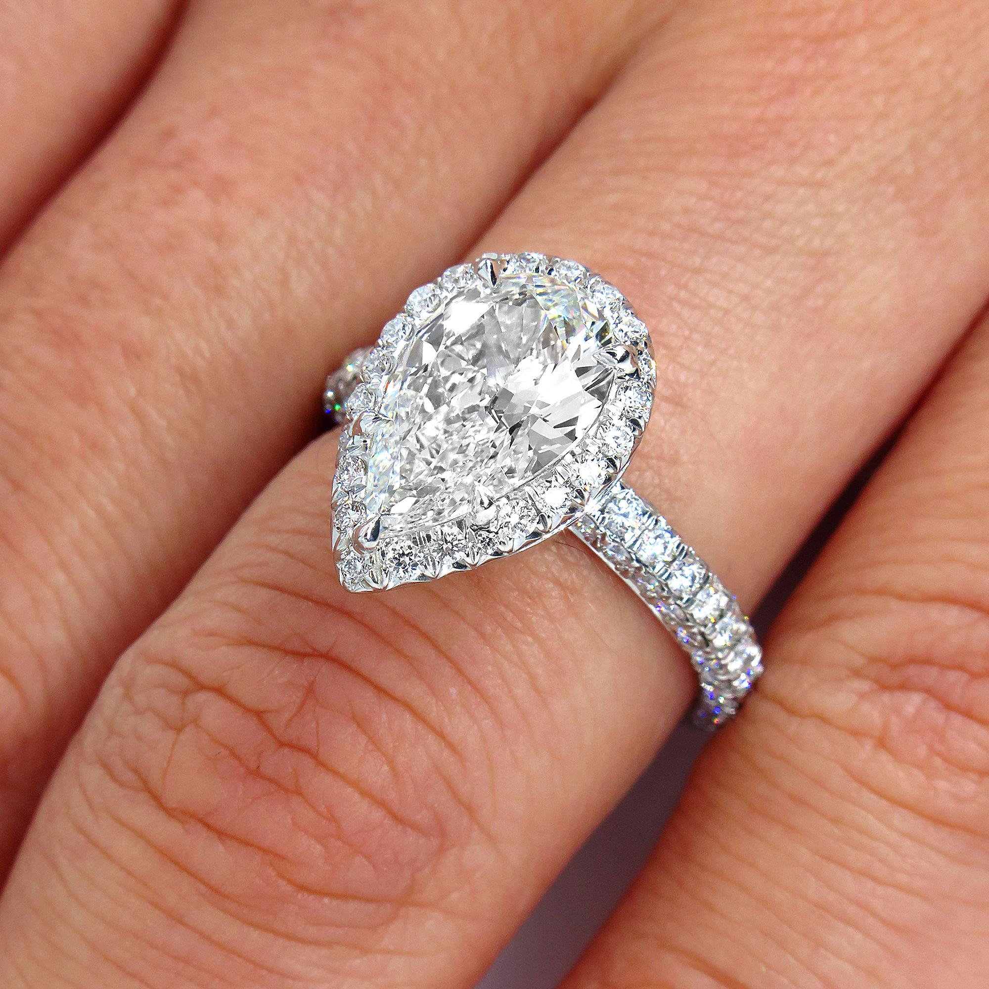 GIA 2.61 Carat Estate Vintage Pear Shaped Diamond Wedding Platinum 1