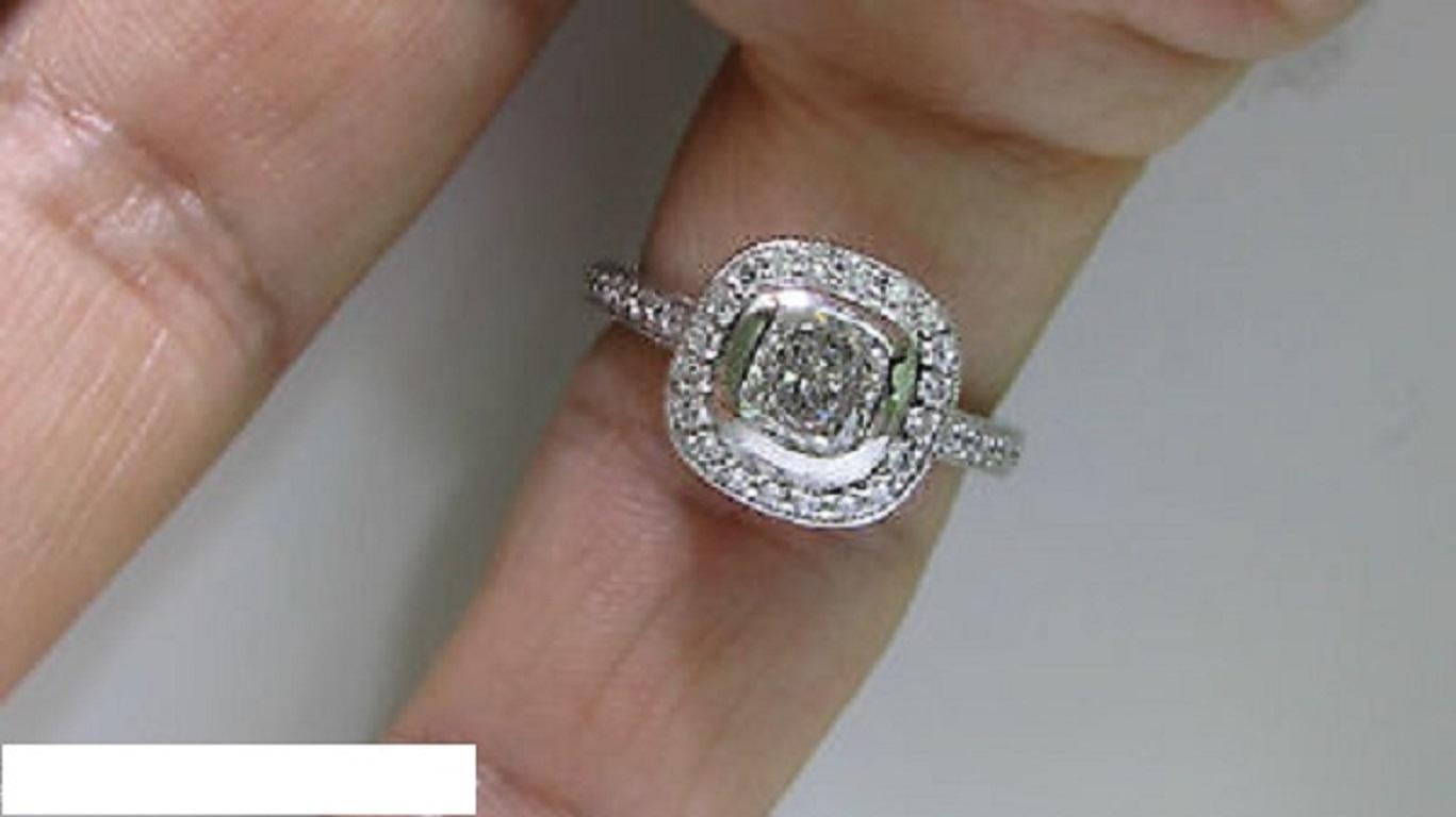 GIA 2.63 Carat Halo Cushion Cut Diamond Ring Platinum I/VS1 In New Condition For Sale In New York, NY