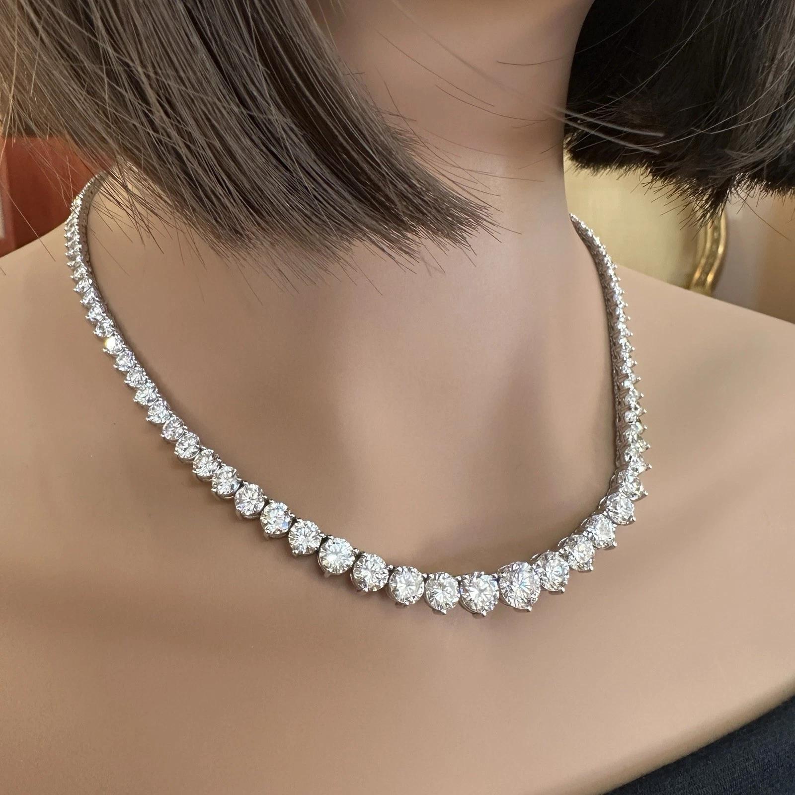 GIA 26,31 Karat abgestufte Diamant-Tennis-Halskette 18k Weißgold 18 Zoll im Angebot 8
