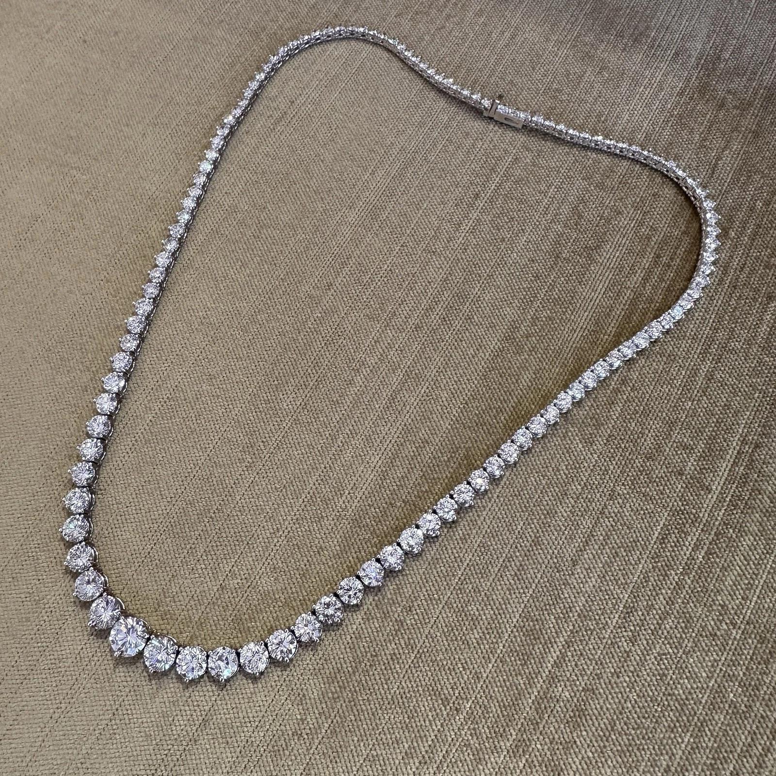 GIA 26,31 Karat abgestufte Diamant-Tennis-Halskette 18k Weißgold 18 Zoll im Angebot 2