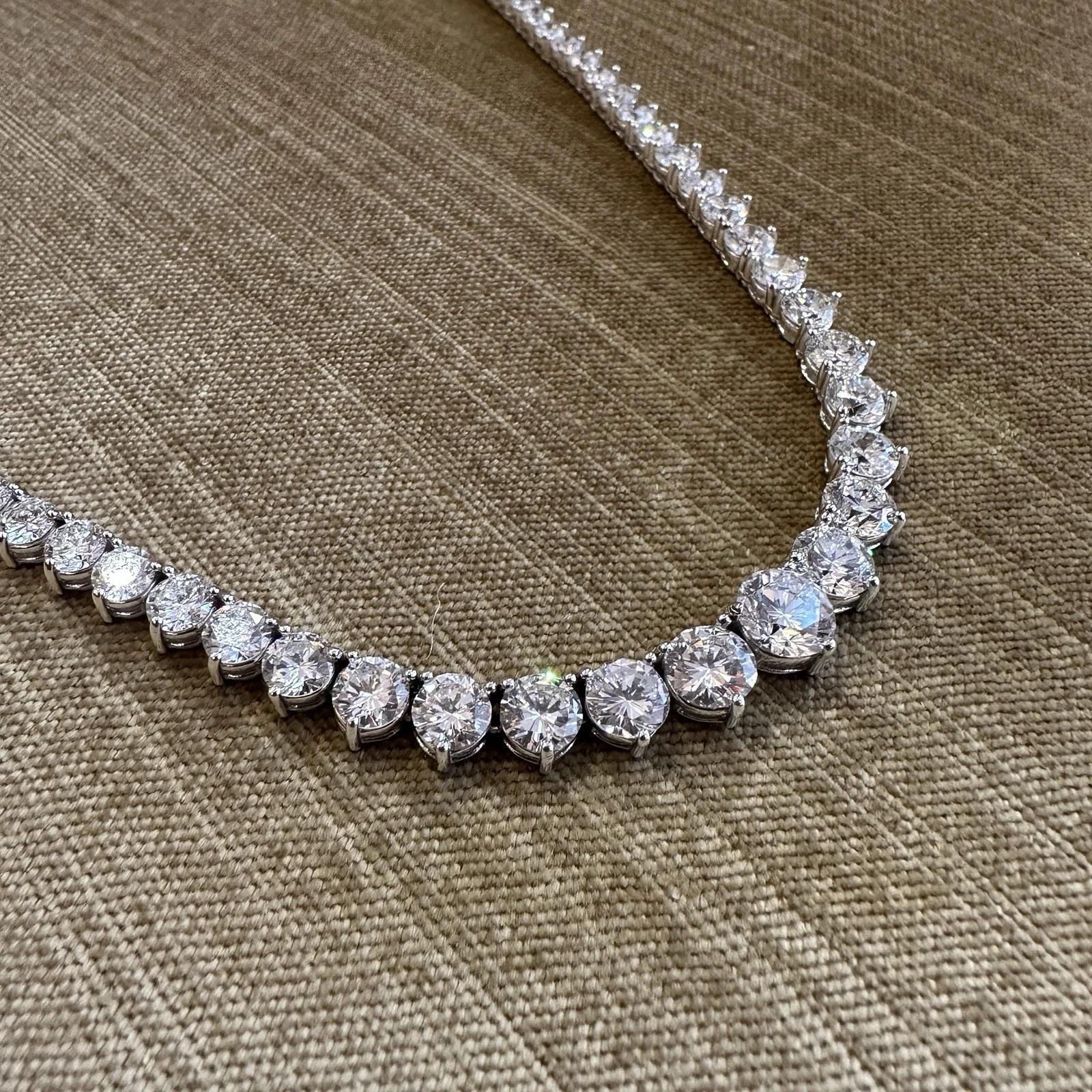 GIA 26,31 Karat abgestufte Diamant-Tennis-Halskette 18k Weißgold 18 Zoll im Angebot 3