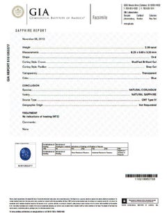 GIA 2.66 Carat Natural No Heat Sapphire Diamond Ring 14 Karat Unheated Blue