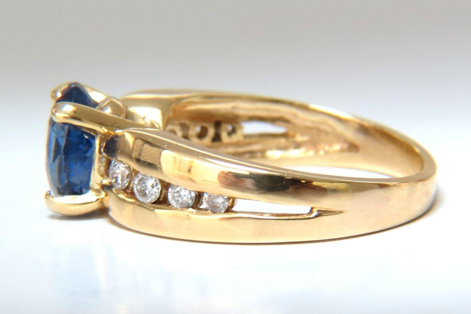 GIA 2.66 Carat Natural No Heat Sapphire Diamond Ring 14 Karat Unheated Blue For Sale 3
