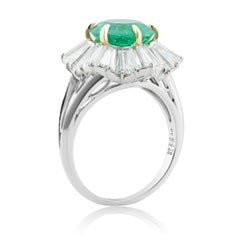 GIA 2.66 cts Natural Colombian Emerald & 2.79 cts Diamonds Platinum Ring