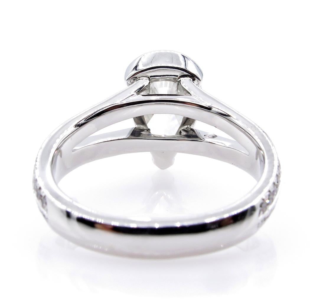 GIA 2.68 Carat Vintage Pear Shaped Diamond Engagement Wedding Pave Platinum Ring 1