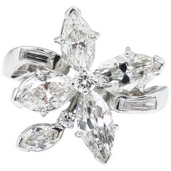 GIA 2.69 Carat Diamond Engagement Cluster Right Hand Fashion Ring Platinum