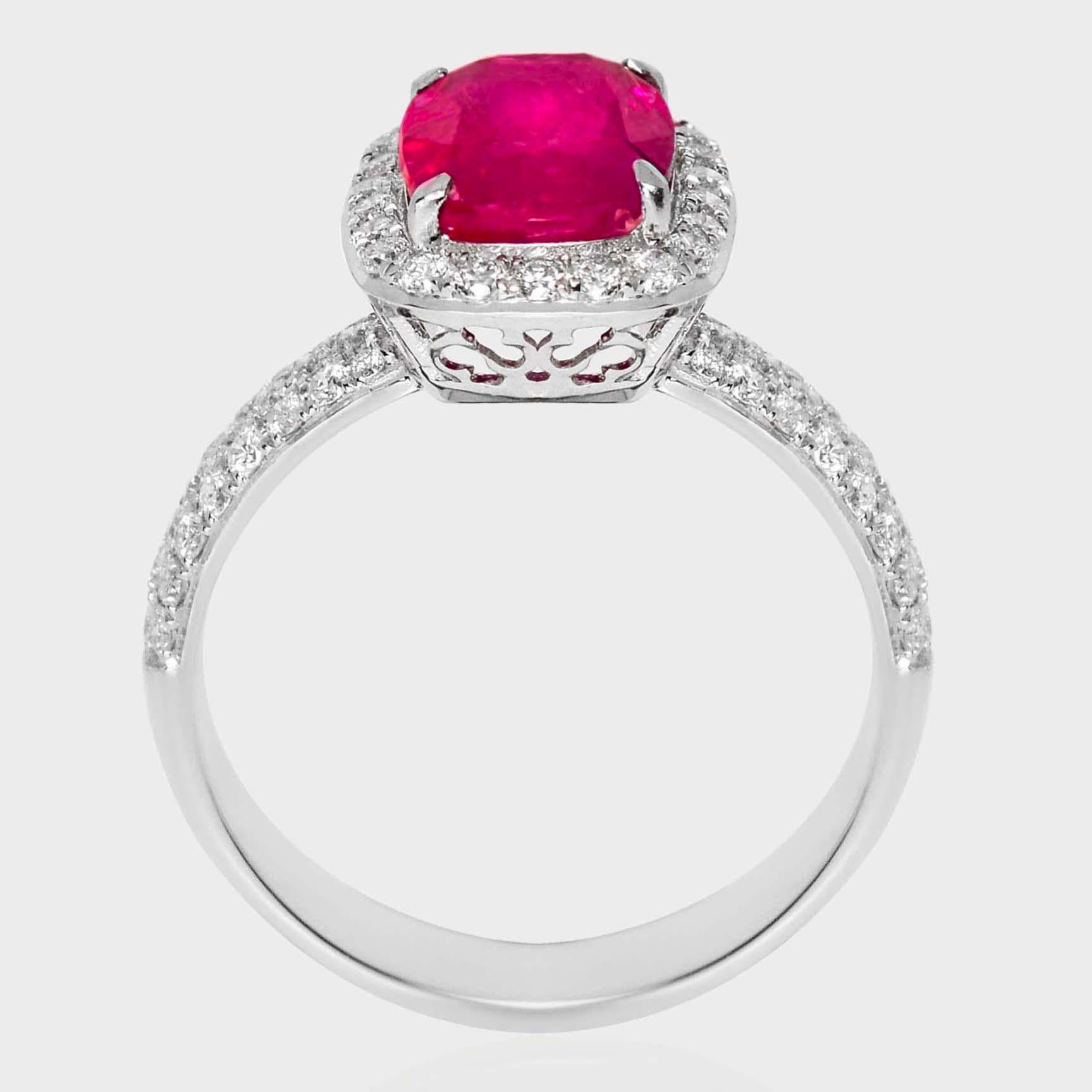 GIA Anello di fidanzamento con rubino dell'Afghanistan non riscaldato da 2,69 ct in oro bianco 18 carati In condizioni Nuovo in vendita a Kaohsiung City, TW