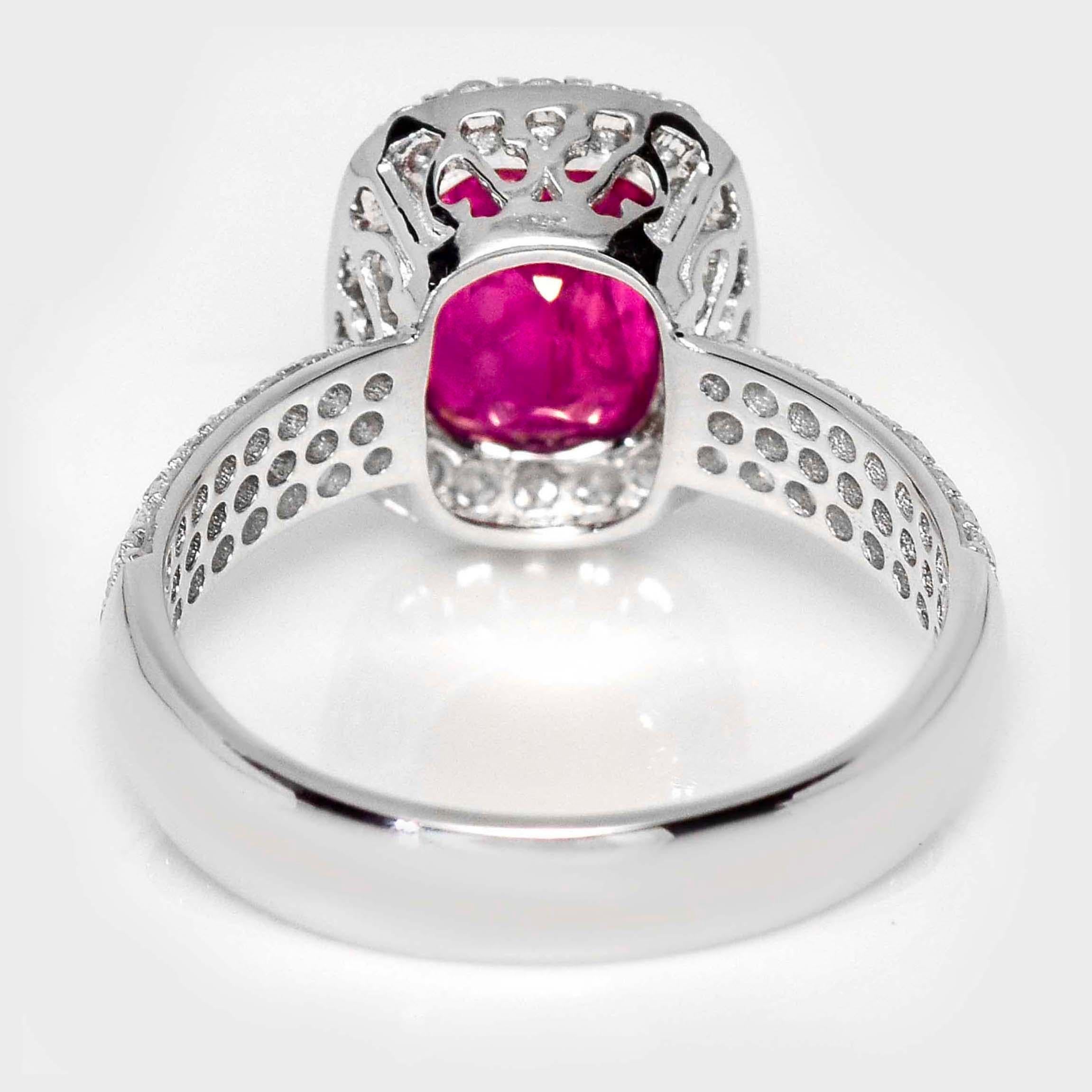 GIA Anello di fidanzamento con rubino dell'Afghanistan non riscaldato da 2,69 ct in oro bianco 18 carati in vendita 1