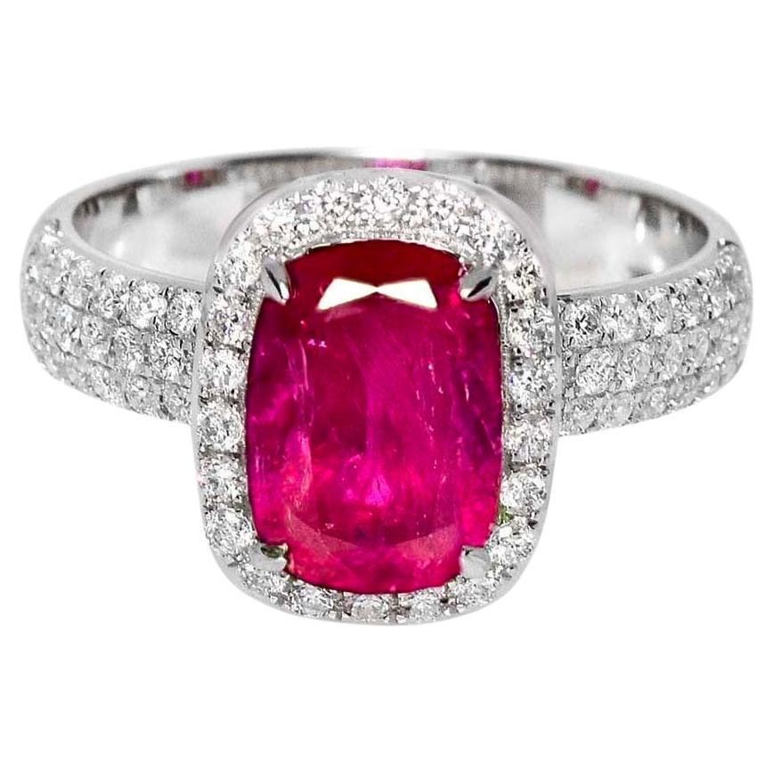 GIA Anello di fidanzamento con rubino dell'Afghanistan non riscaldato da 2,69 ct in oro bianco 18 carati in vendita