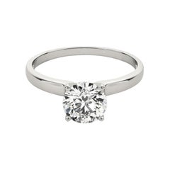 GIA 2.70 Carat Round Solitaire Square Edge Band 18K White Gold Diamond Ring