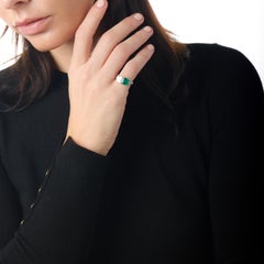 GIA diamante de 2,70 ct AGL esmeralda de 2,58 ct Colombia No Oil anillo Toi Et Moi de platino