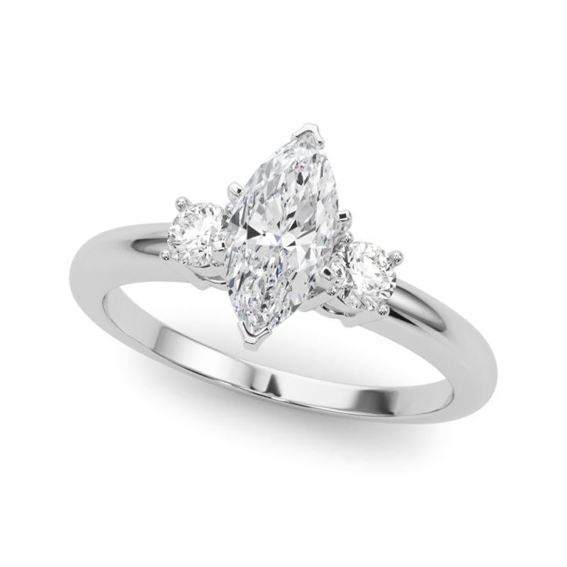Taille Marquise GIA 2.70ct Marquise 3-Stone Passé, Présent et Futur  Bague en diamant en vente