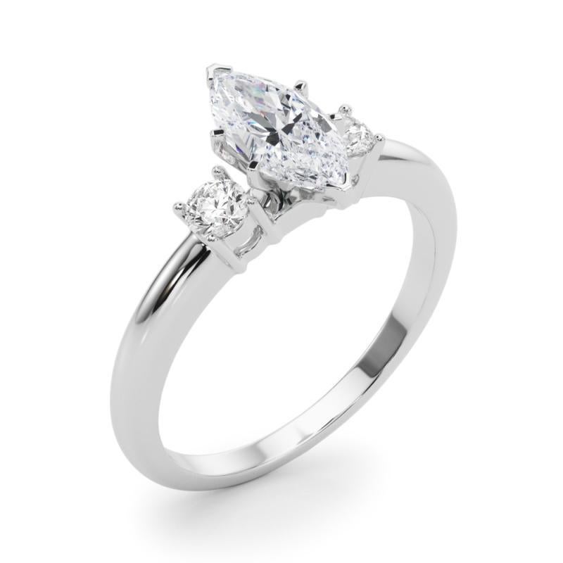 GIA 2.70ct Marquise 3-Stone Passé, Présent et Futur  Bague en diamant Pour femmes en vente