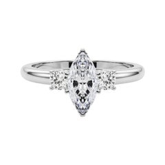 GIA 2.70ct Marquise 3-Stone Passé, Présent et Futur  Bague en diamant