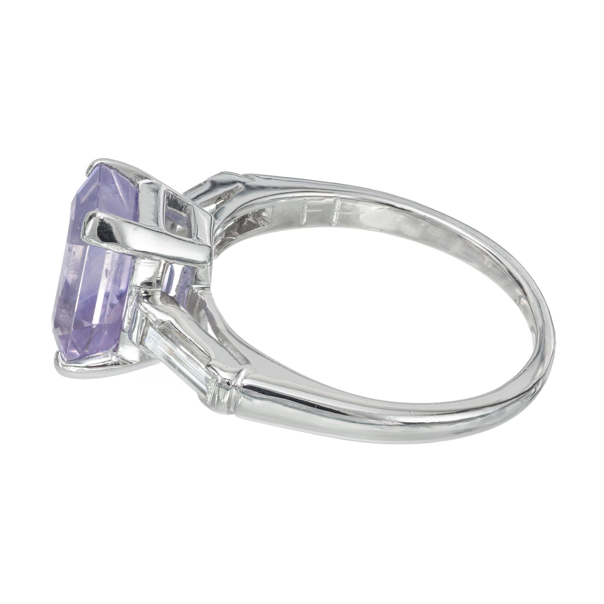 GIA 2.71 Carat Violet Sapphire Diamond Platinum Art Deco Engagement Ring In Good Condition For Sale In Stamford, CT