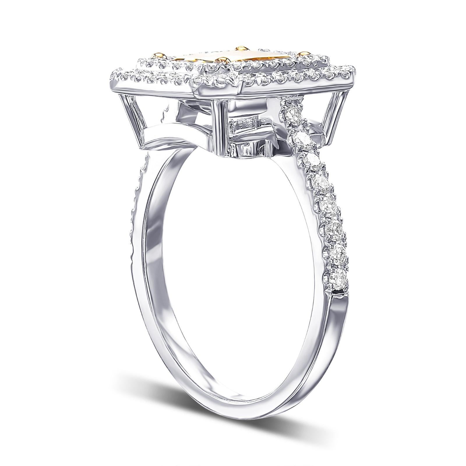Art Deco GIA 2.71 TCW Fancy Diamond Diamond, 18 Kt, White Gold, Ring