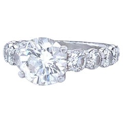 GIA 2.70ct Round Cut VS2 Clarity K Color Platinum Eternity Natural Diamond Ring