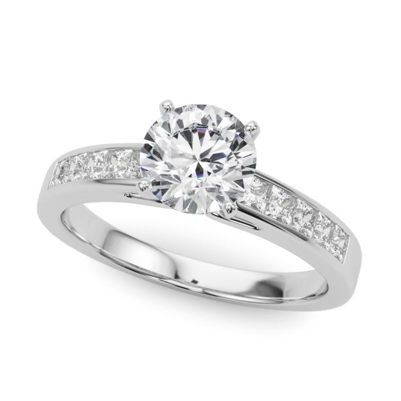 GIA 2.71ct Round Princess Channel Solitaire Center Diamond Ring In condizioni Nuovo in vendita a New York, NY