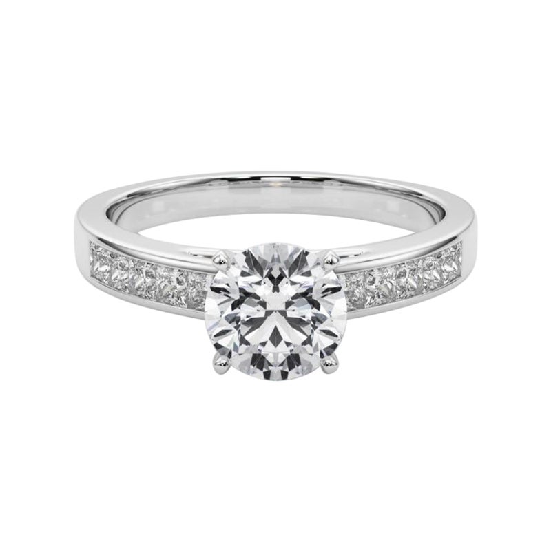 GIA 2.71ct Round Princess Channel Solitaire Center Diamond Ring