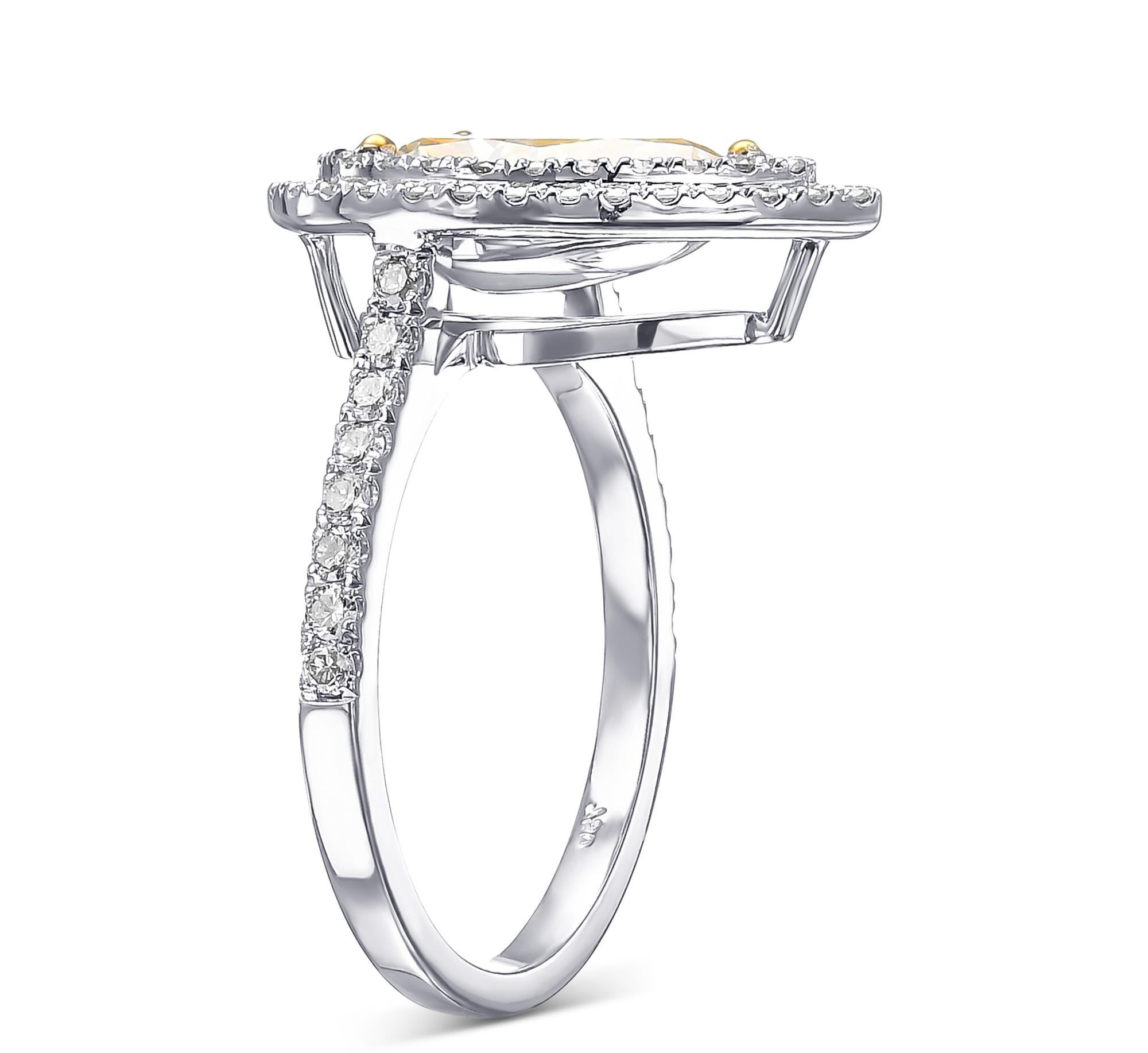 Art Deco GIA 2.72 Cttw Fancy Diamond, 18 kt. White Gold, Ring