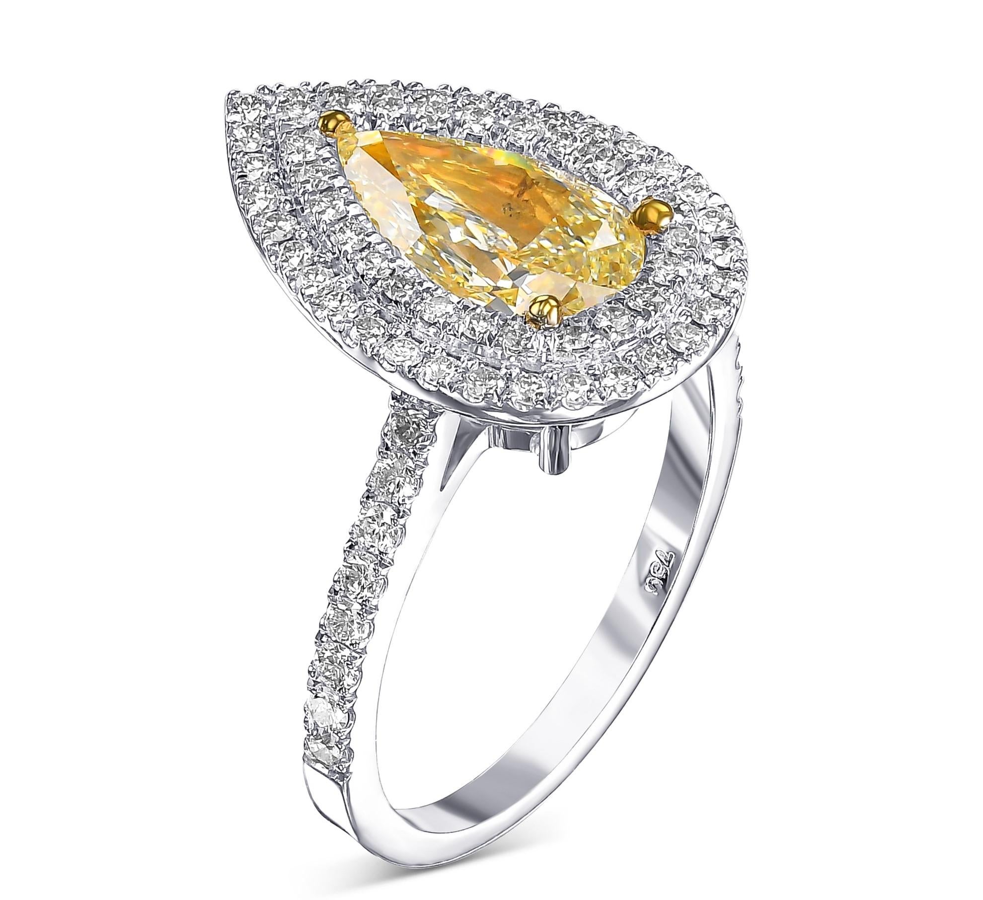 Pear Cut GIA 2.72 Cttw Fancy Diamond, 18 kt. White Gold, Ring
