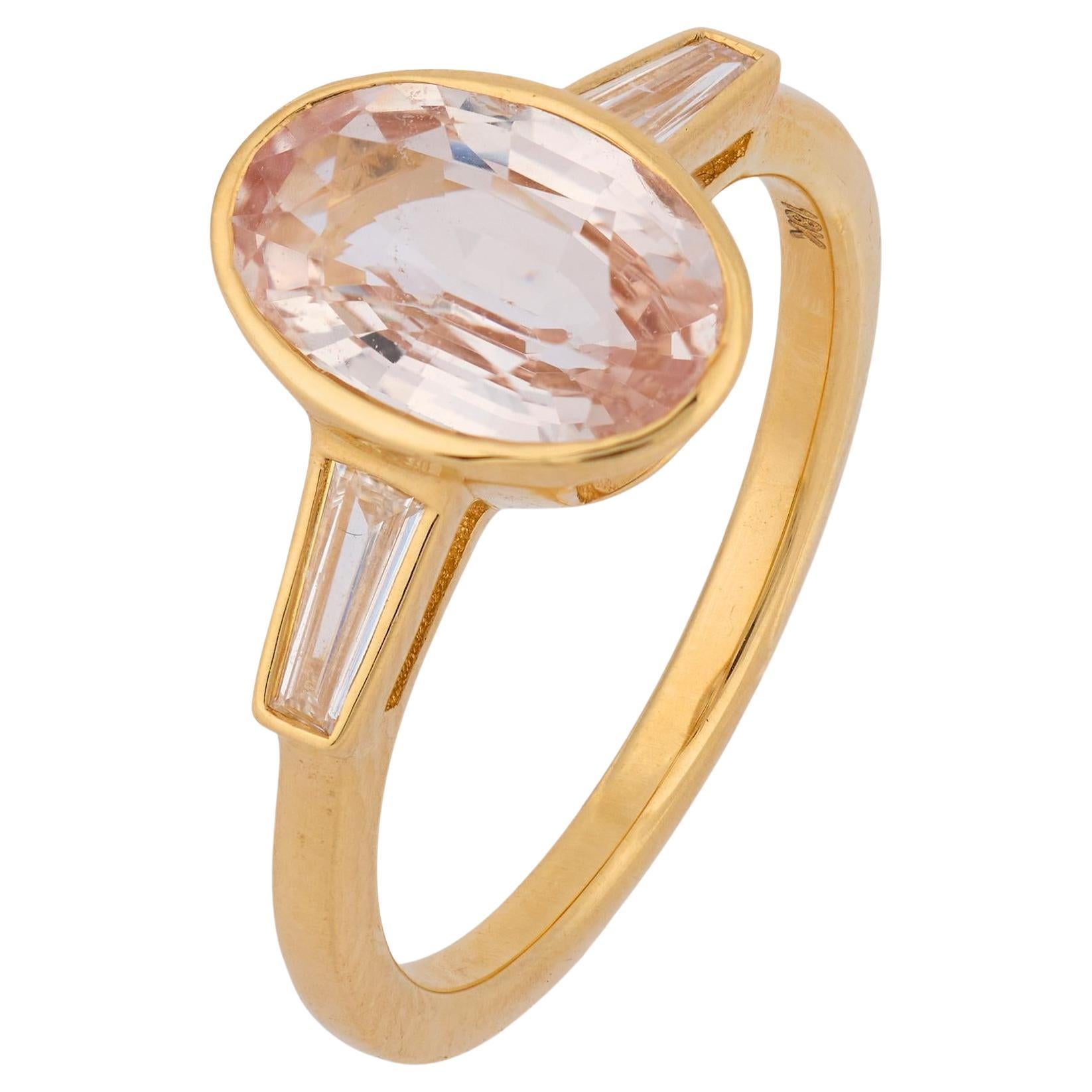 GIA 2.74 carat no heat sapphire diamond 18k gold engagement ring