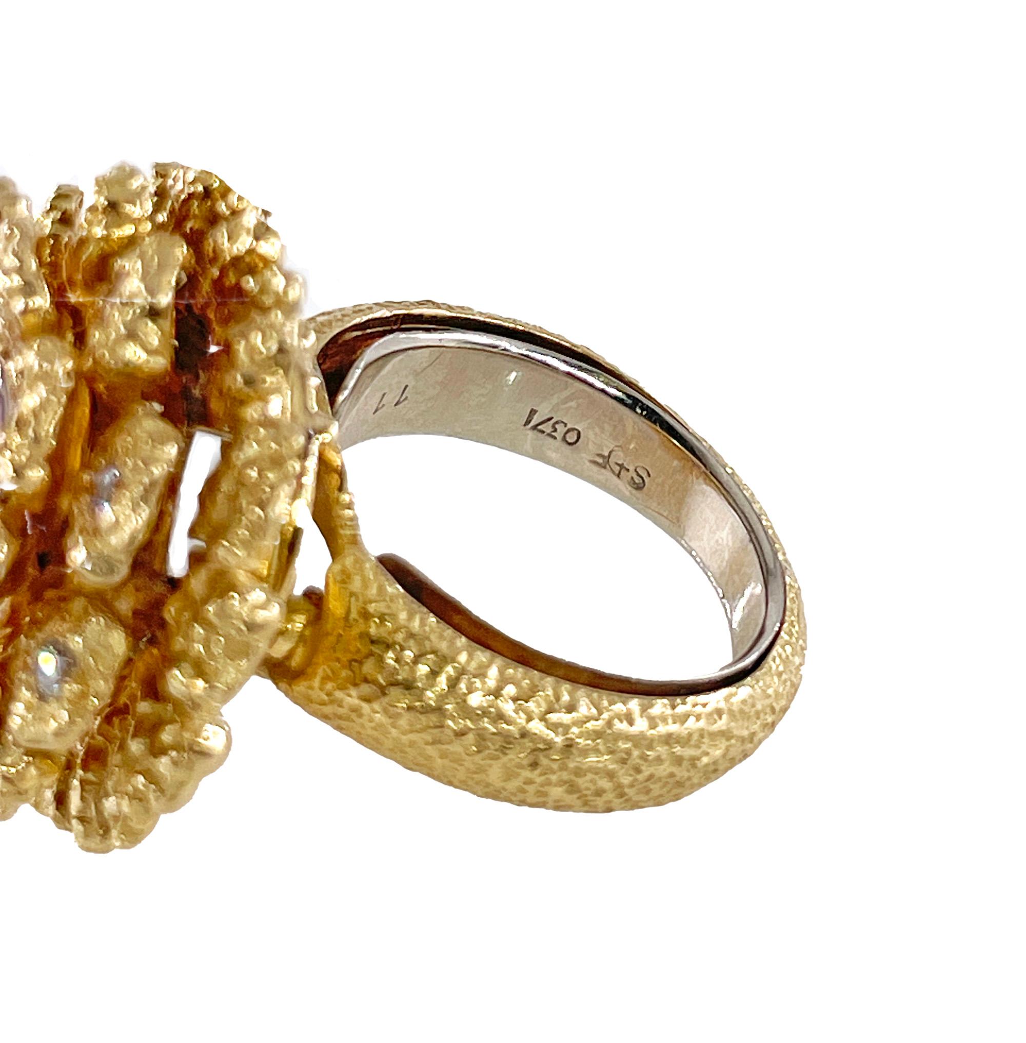 GIA 2.75ctw No-Heat Pink Sapphire Diamond 18K Gold Vintage Flower Cocktail Ring For Sale 1