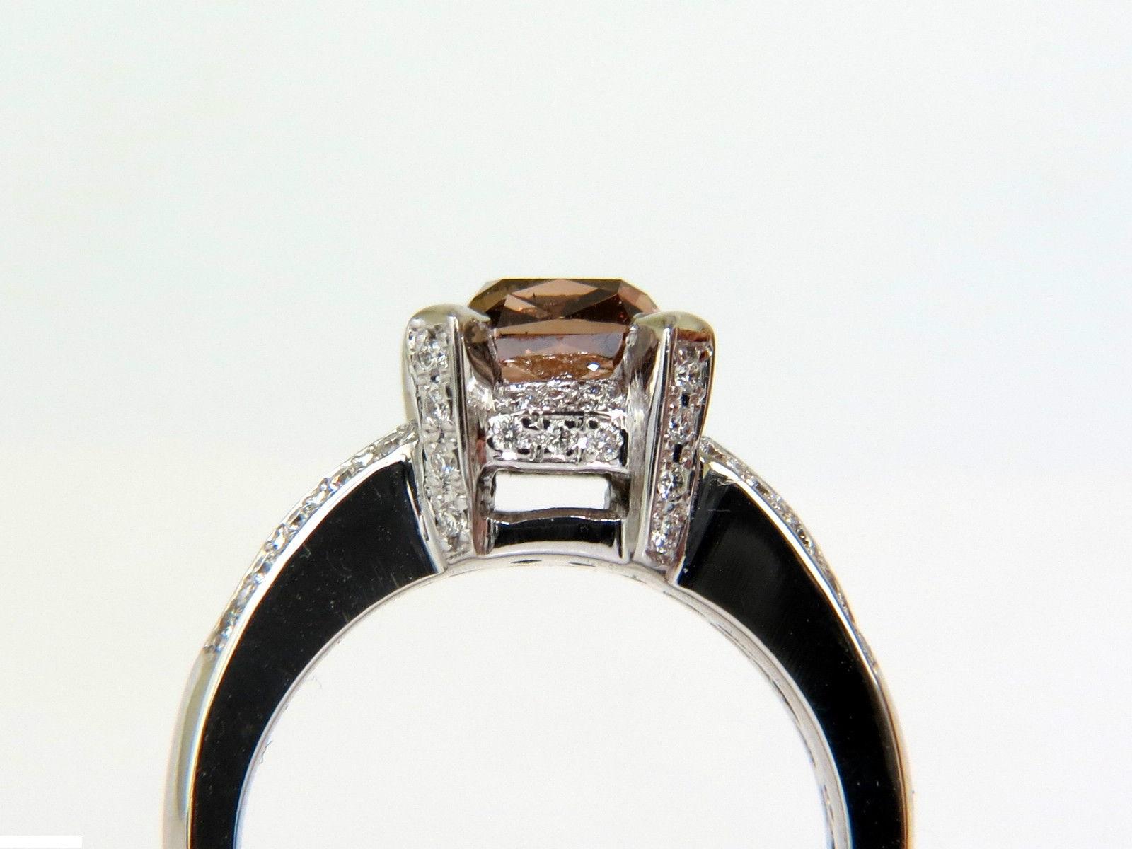 GIA Anillo de diamantes de 2,76 quilates naturales de color marrón anaranjado fantasía G/VS 14 quilates en venta 5