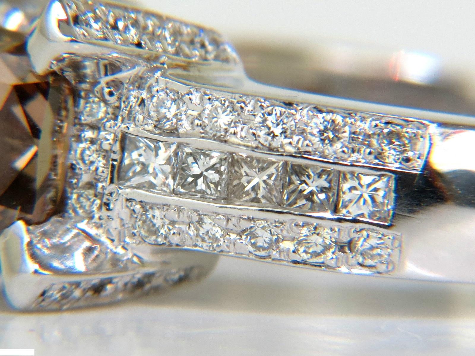 GIA Anillo de diamantes de 2,76 quilates naturales de color marrón anaranjado fantasía G/VS 14 quilates en venta 2
