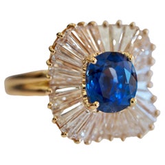 GIA 2.76ct Burma No Heat Sapphire in Oscar Heyman Baguette Diamond Ring