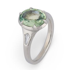 GIA 2.77 carat no heat green sapphire diamond platinum engagement ring