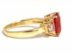 GIA 2.79 Carat Natural Vivid Red Orange Sapphire and Brown Diamond Ring 18 Karat
