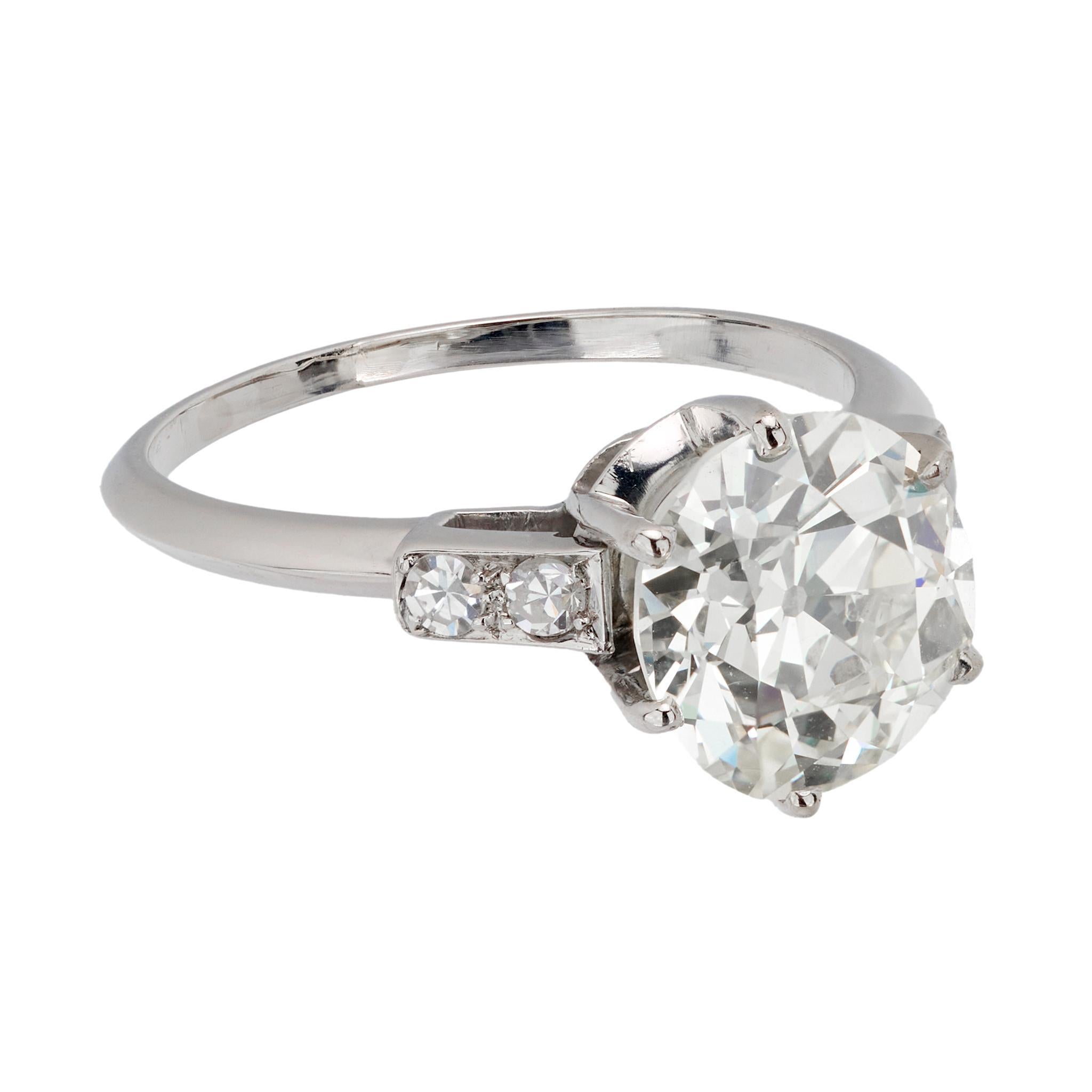 Old European Cut GIA 2.79 carat old European cut diamond platinum engagement ring