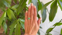 GIA 2.80 Carats Step Cut Colombian Emerald Diamond Platinum Ring