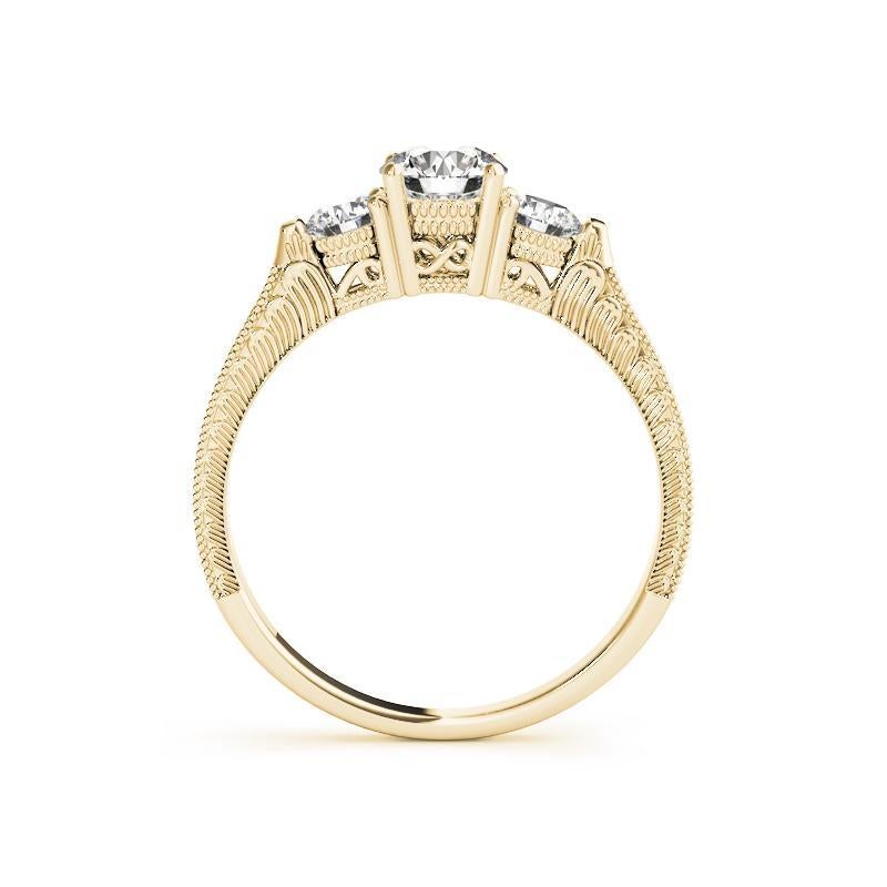 Taglio rotondo GIA 2,81ct Anello di diamanti vintage Infinity a tre pietre in oro giallo 18K in vendita